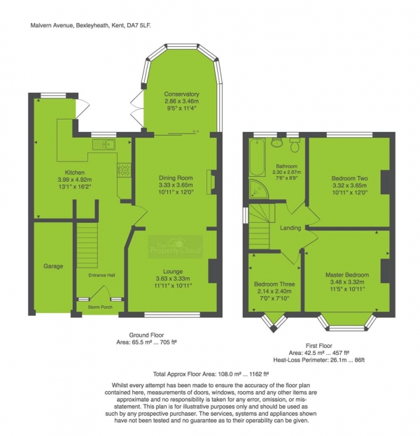 Floor Plan for 3 Bedroom Property for Sale in Malvern Avenue, Bexleyheath, DA7, 5LF - Guide Price &pound400,000