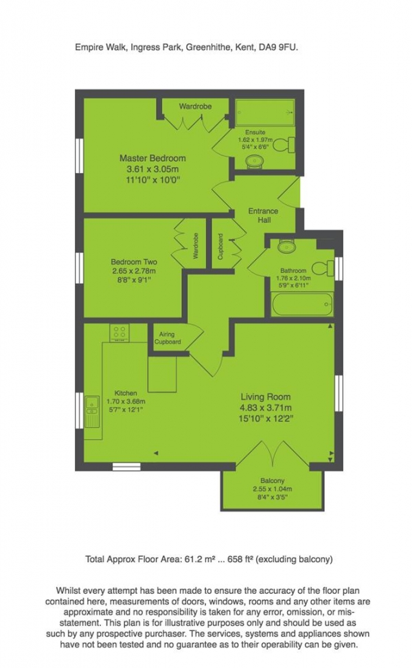 Floor Plan Image for 2 Bedroom Flat for Sale in Empire Walk, Greenhithe