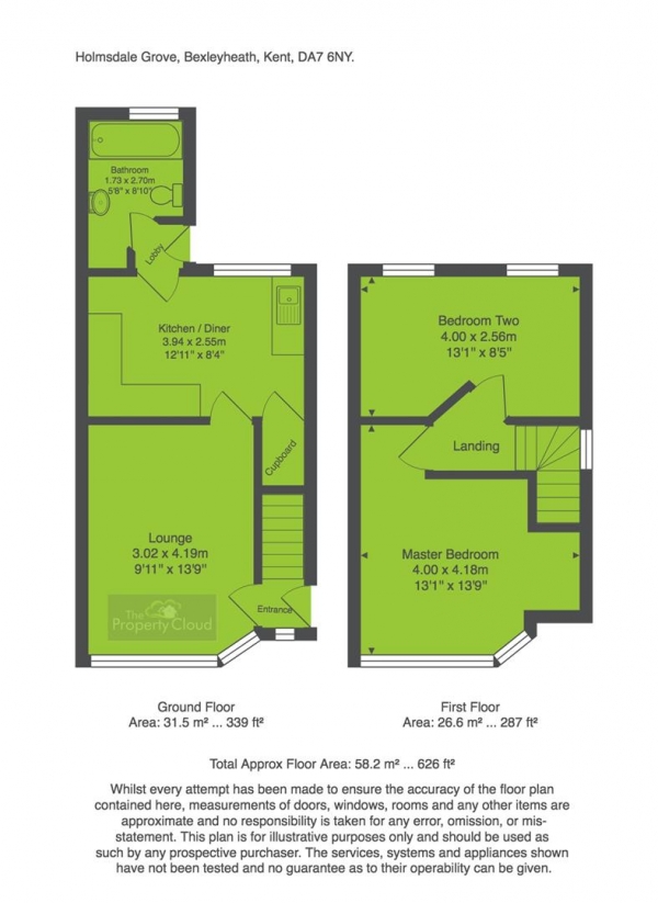 Floor Plan Image for 2 Bedroom Semi-Detached House for Sale in Holmsdale Grove, Bexleyheath