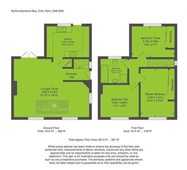 Floor Plan Image for 3 Bedroom Semi-Detached House for Sale in Northumberland Way, Erith/Barnehurst Borders