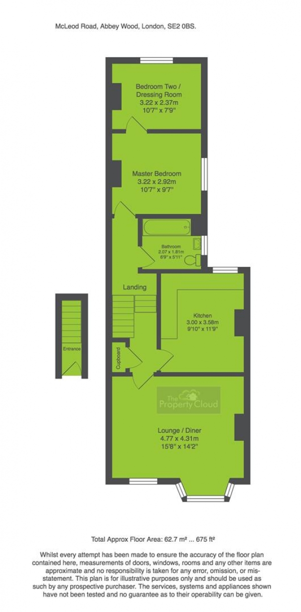 Floor Plan Image for 2 Bedroom Property to Rent in Mcleod Road, London