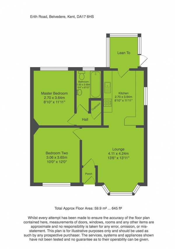 Floor Plan Image for 2 Bedroom Semi-Detached Bungalow for Sale in Erith Road, Belvedere