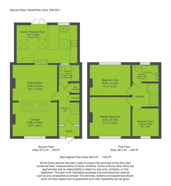 Floor Plan for 3 Bedroom Property for Sale in Mounts Road, Greenhithe, DA9, 9LY - Guide Price &pound325,000