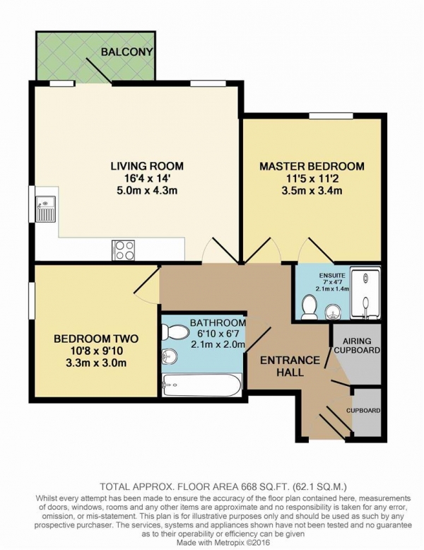 Floor Plan for 2 Bedroom Flat for Sale in Alcock Crescent, Crayford, Dartford, DA1, 4FQ - Guide Price &pound250,000