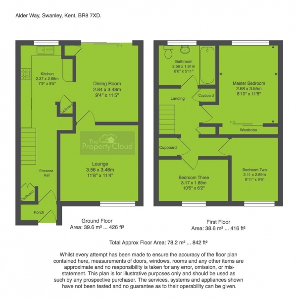 Floor Plan for 3 Bedroom Property for Sale in Alder Way, Swanley, BR8, 7XD - Guide Price &pound280,000