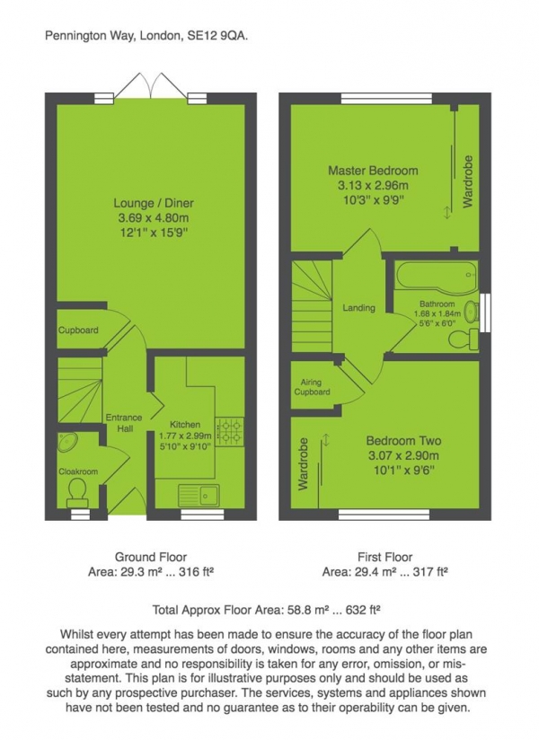 Floor Plan Image for 2 Bedroom Property for Sale in Pennington Way, London