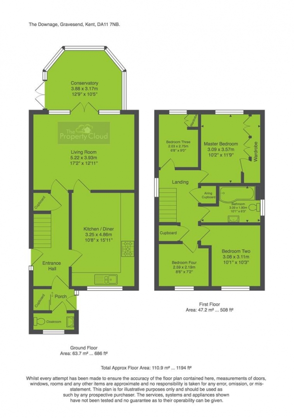 Floor Plan Image for 4 Bedroom Property for Sale in The Downage, Gravesend