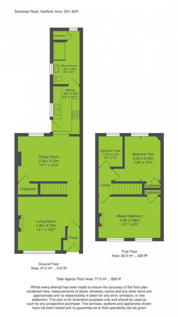 Floor Plan for 3 Bedroom Property for Sale in Somerset Road, Dartford, DA1, 3DP - Guide Price &pound300,000