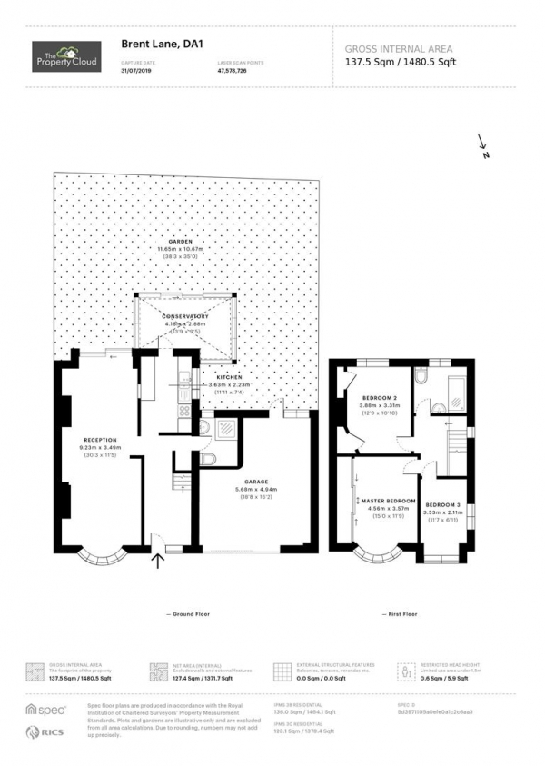 Floor Plan Image for 3 Bedroom Semi-Detached House for Sale in Brent Lane, Dartford