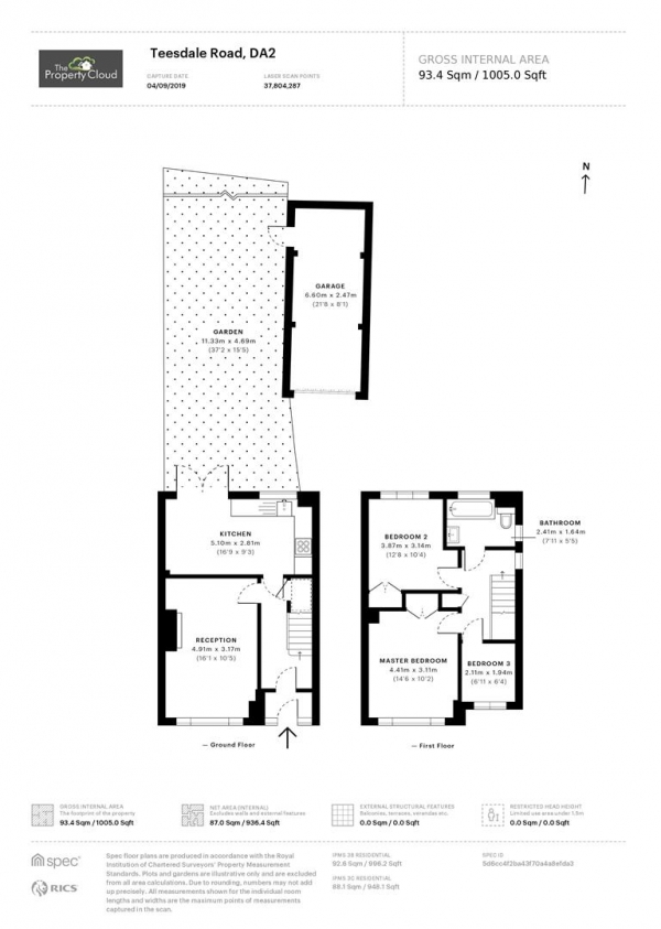 Floor Plan Image for 3 Bedroom Semi-Detached House for Sale in Teesdale Road, Dartford