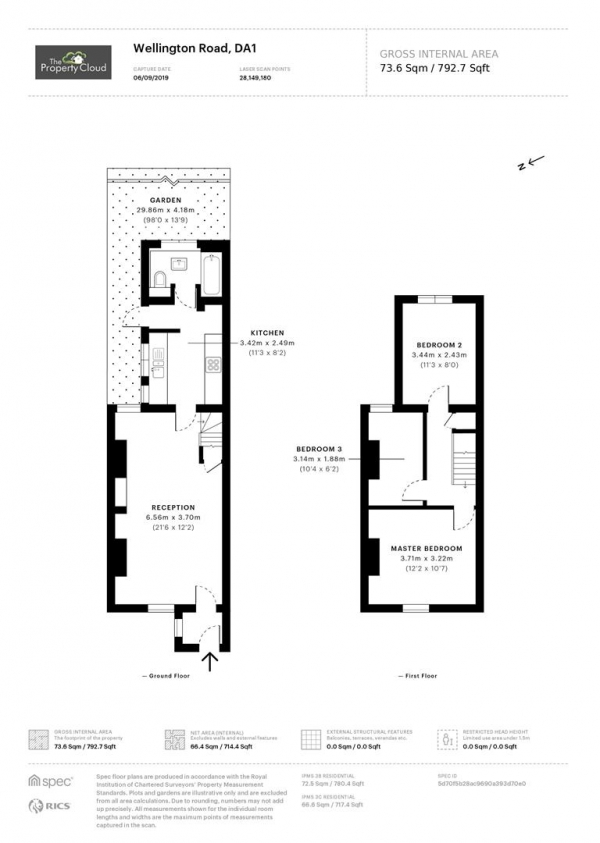 Floor Plan for 3 Bedroom Property to Rent in Wellington Road, Dartford, DA1, 3EH - £335 pw | £1450 pcm