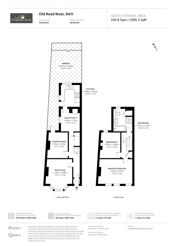 Floor Plan for 2 Bedroom Property for Sale in Old Road West, Gravesend, DA11, 0LR - Guide Price &pound270,000