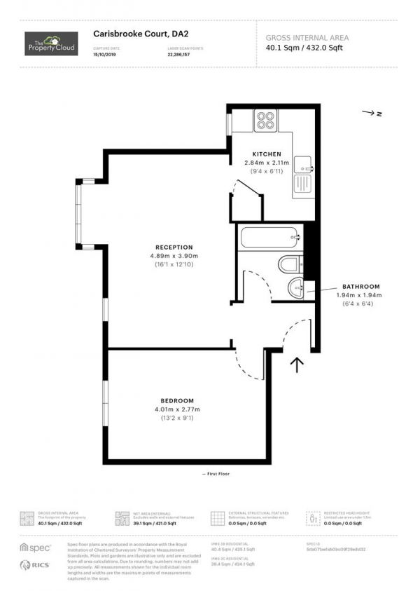 Floor Plan Image for 1 Bedroom Flat to Rent in Osbourne Road, Dartford