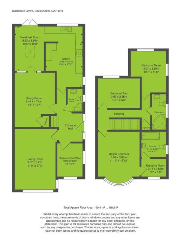 Floor Plan for 4 Bedroom Semi-Detached House for Sale in Blackthorn Grove, Bexleyheath, DA7, 4EH - Guide Price &pound550,000