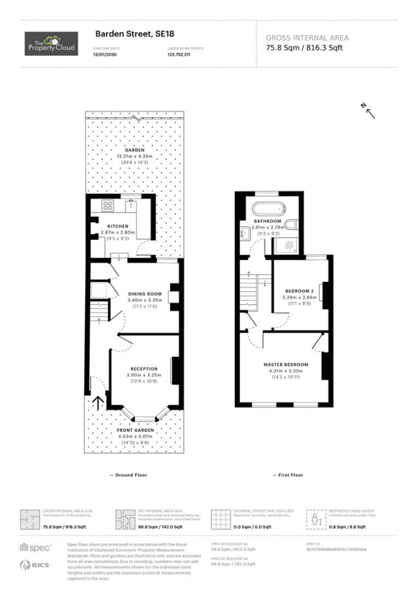 Floor Plan Image for 2 Bedroom Terraced House to Rent in Barden Street, London