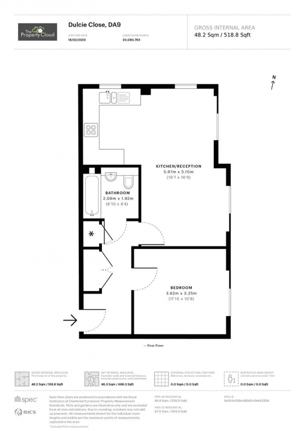 Floor Plan Image for 1 Bedroom Flat for Sale in Dulcie Close, Greenhithe