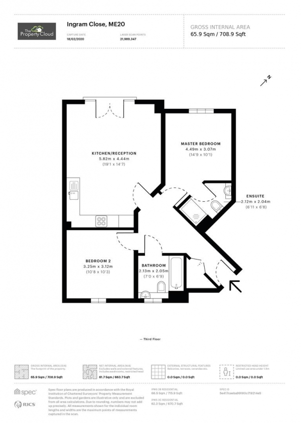 Floor Plan Image for 2 Bedroom Flat for Sale in Ingram Close, Larkfield, Aylesford