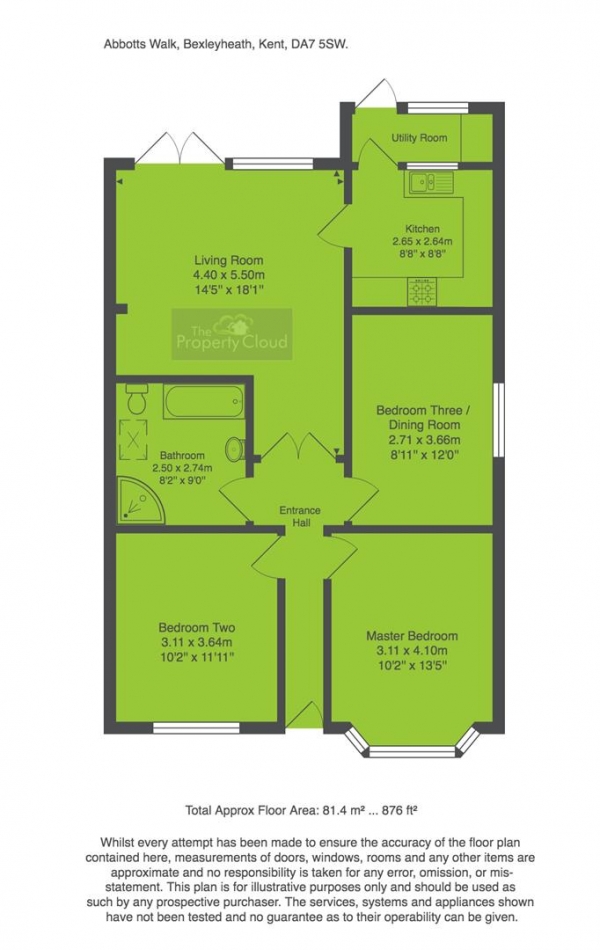 Floor Plan Image for 3 Bedroom Semi-Detached Bungalow for Sale in Abbotts Walk, Bexleyheath