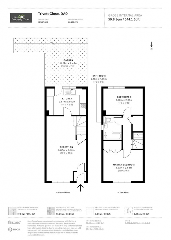 Floor Plan Image for 2 Bedroom Semi-Detached House for Sale in Trivett Close, Greenhithe