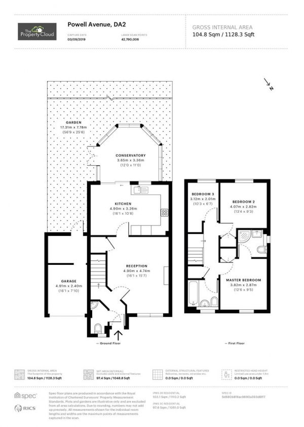 Floor Plan Image for 3 Bedroom Link Detached House for Sale in Powell Avenue, Dartford