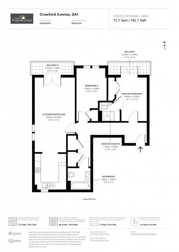 Floor Plan Image for 2 Bedroom Flat for Sale in Crawford Avenue, Dartford