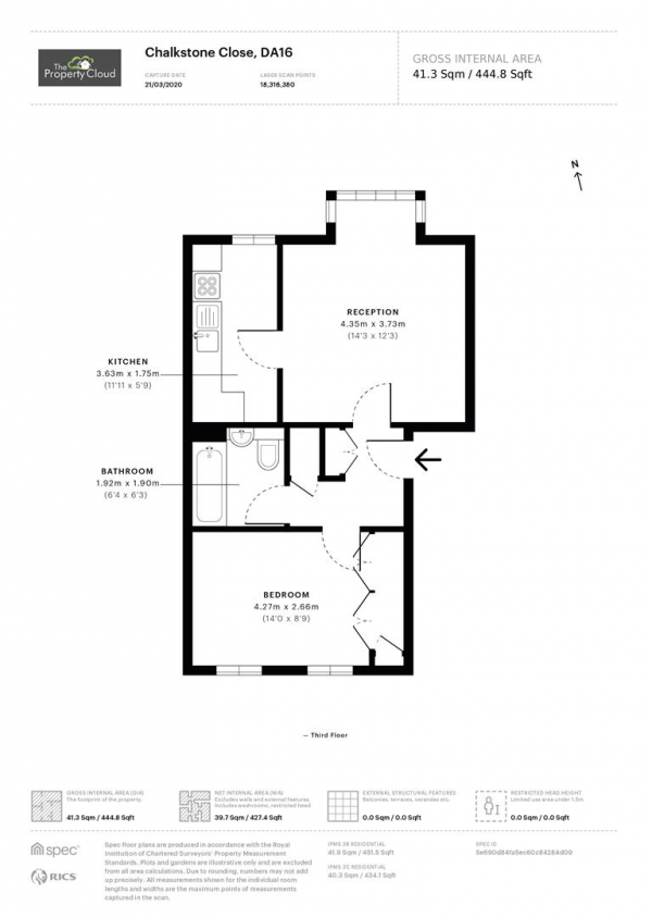 Floor Plan Image for 1 Bedroom Flat to Rent in Chalkstone Close, Welling