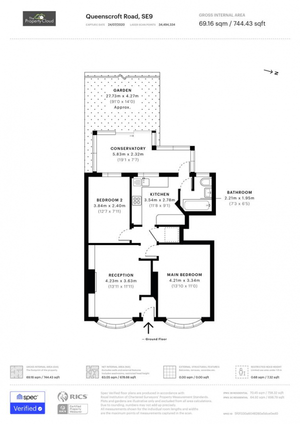 Floor Plan Image for 2 Bedroom Maisonette for Sale in Queenscroft Road, London