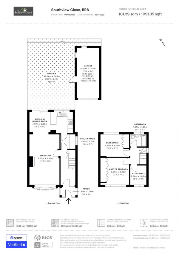 Floor Plan Image for 3 Bedroom Semi-Detached House for Sale in Southview Close, Swanley