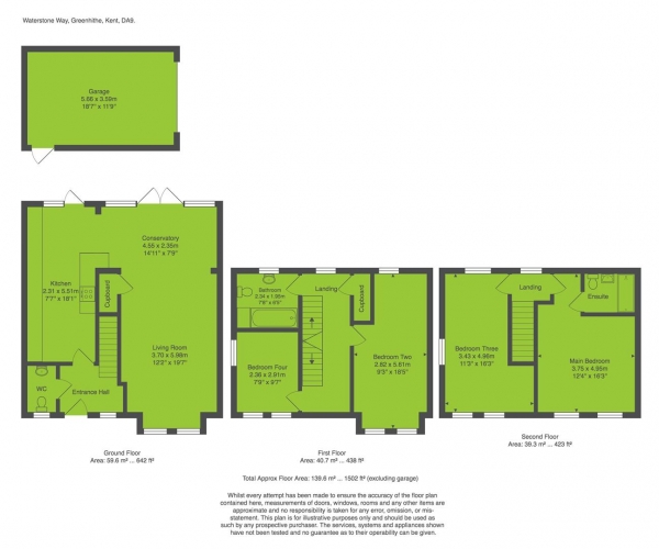 Floor Plan for 4 Bedroom Property for Sale in Waterstone Way, Greenhithe, DA9, 9TU - Guide Price &pound450,000