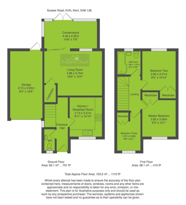 Floor Plan Image for 3 Bedroom Link Detached House for Sale in Sussex Road, Northumberland Heath,