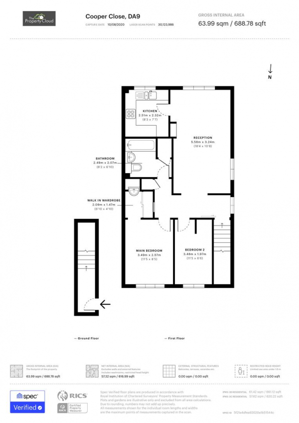 Floor Plan Image for 2 Bedroom Maisonette for Sale in Cooper Close, Greenhithe