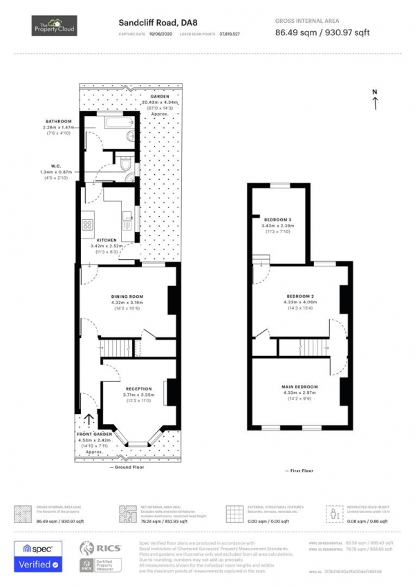 Floor Plan Image for 3 Bedroom End of Terrace House for Sale in Sandcliff Road, Erith