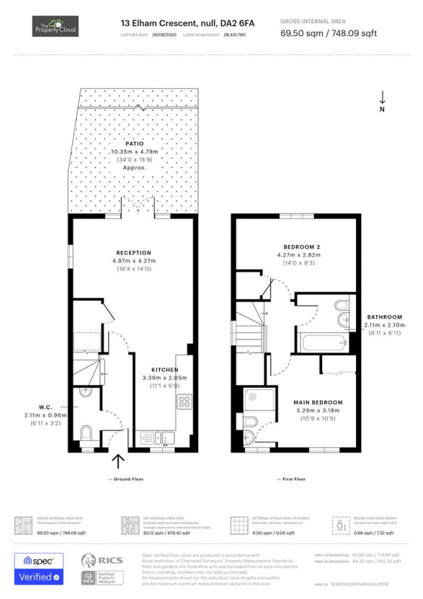 Floor Plan Image for 2 Bedroom End of Terrace House for Sale in Elham Crescent, Dartford