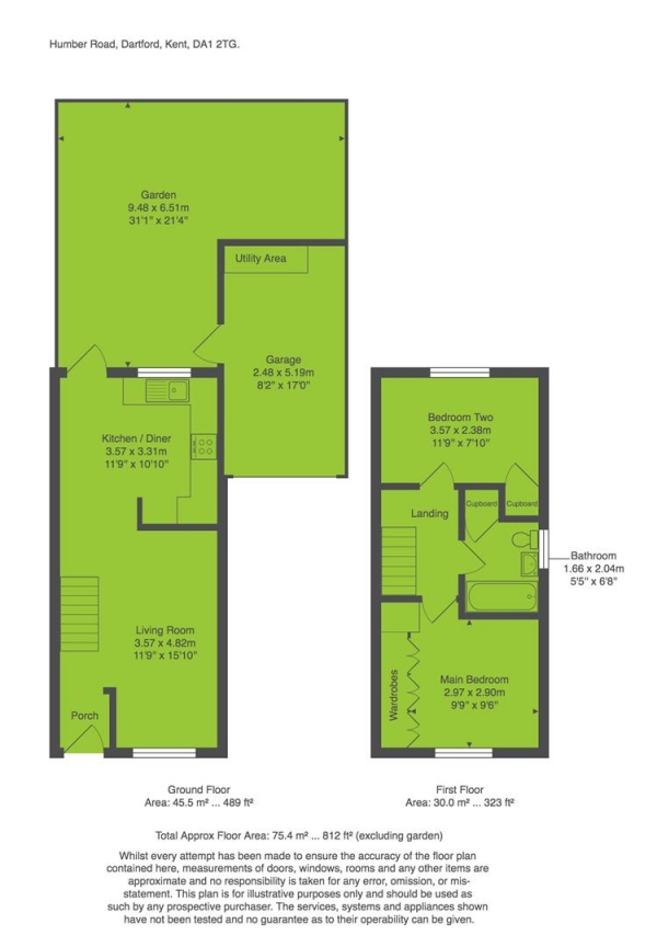 Floor Plan Image for 2 Bedroom Semi-Detached House for Sale in Humber Road, Dartford