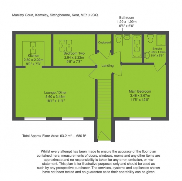 Floor Plan for 2 Bedroom Coach House for Sale in Manisty Court, Kemsley, Sittingbourne, ME10, 2GQ - Guide Price &pound170,000