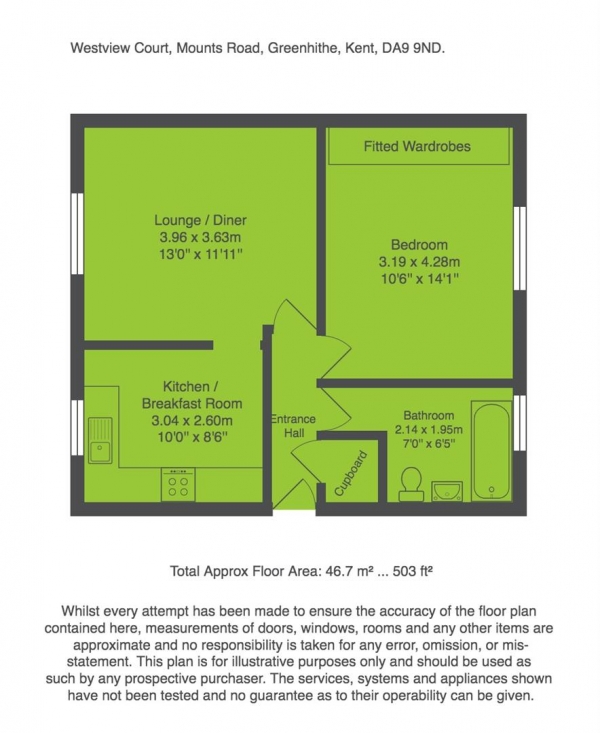 Floor Plan Image for 1 Bedroom Flat for Sale in Mounts Road, Greenhithe