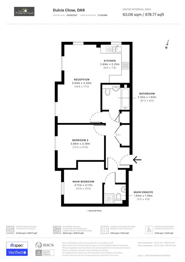 Floor Plan Image for 2 Bedroom Flat for Sale in Dulcie Close, Greenhithe