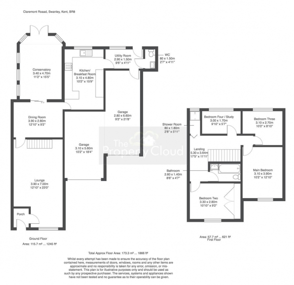 Floor Plan Image for 4 Bedroom Semi-Detached House for Sale in Claremont Road, Swanley