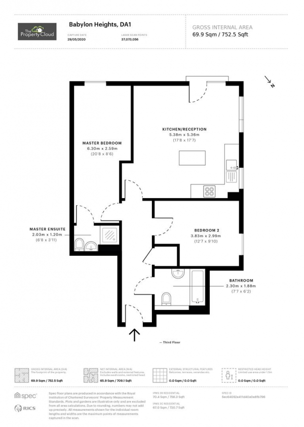 Floor Plan Image for 2 Bedroom Flat to Rent in Stones Avenue, Dartford