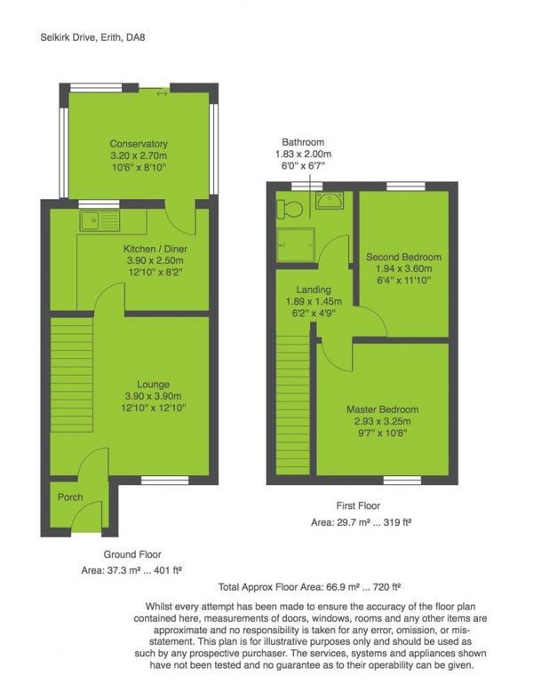 Floor Plan Image for 2 Bedroom End of Terrace House for Sale in Selkirk Drive, Erith