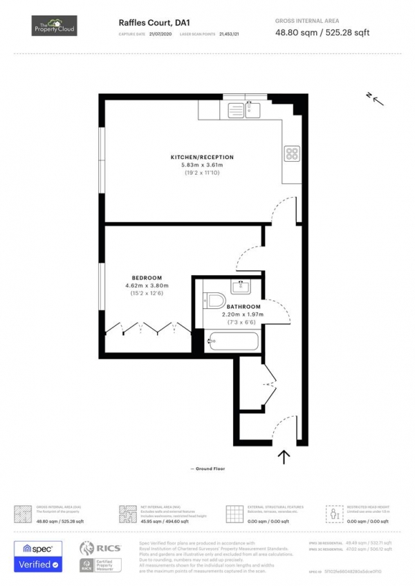 Floor Plan Image for 1 Bedroom Flat to Rent in Darwin Avenue, Dartford