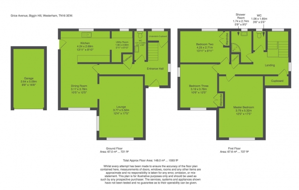 Floor Plan Image for 3 Bedroom Detached House to Rent in Grice Avenue, Biggin Hill, Westerham