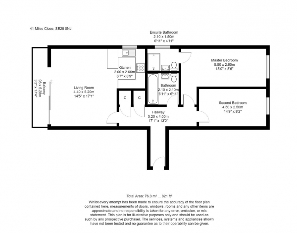 Floor Plan Image for 2 Bedroom Flat for Sale in Miles Close, West Thamesmead, South East London