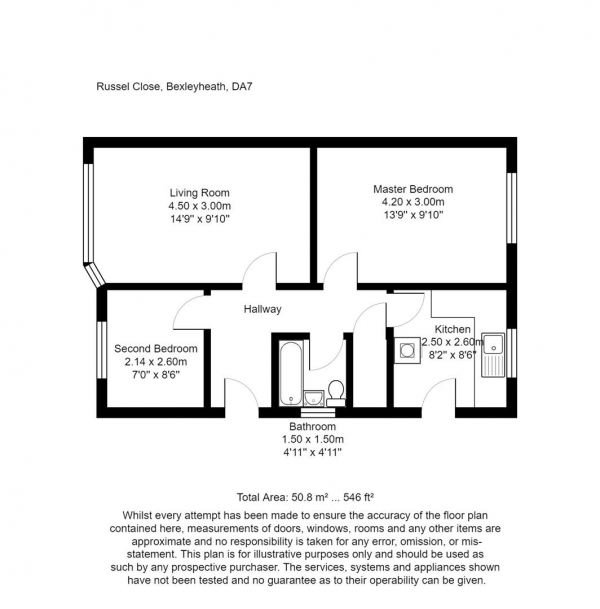 Floor Plan Image for 2 Bedroom Maisonette for Sale in Russell Close, Bexleyheath