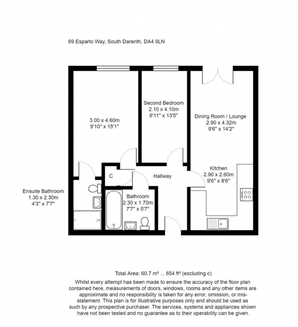 Floor Plan Image for 2 Bedroom Flat for Sale in Esparto Way, South Darenth, Dartford