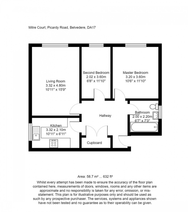 Floor Plan Image for 2 Bedroom Flat for Sale in Picardy Road, Belvedere