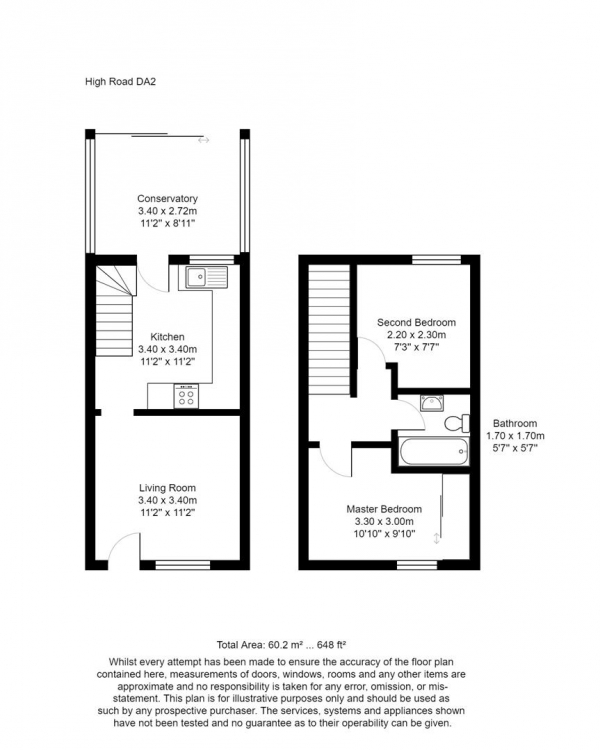 Floor Plan Image for 2 Bedroom Property to Rent in High Road, Dartford