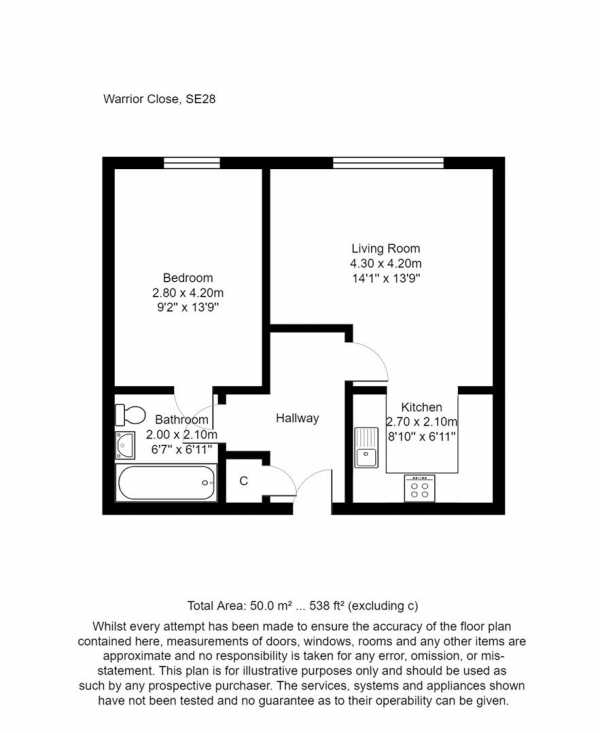 Floor Plan Image for 1 Bedroom Flat for Sale in Warrior Close, London