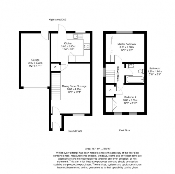 Floor Plan Image for 2 Bedroom End of Terrace House for Sale in High Street, Greenhithe