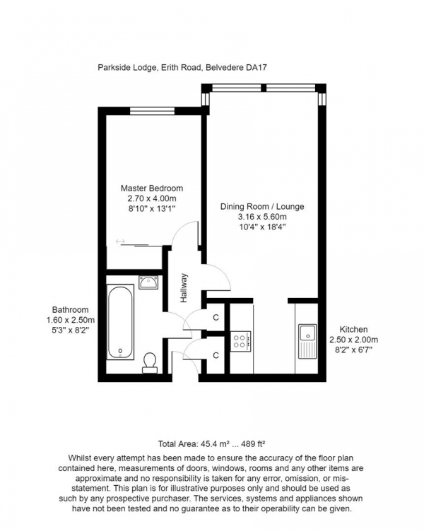 Floor Plan Image for 1 Bedroom Flat for Sale in 101 Erith Road, Belvedere